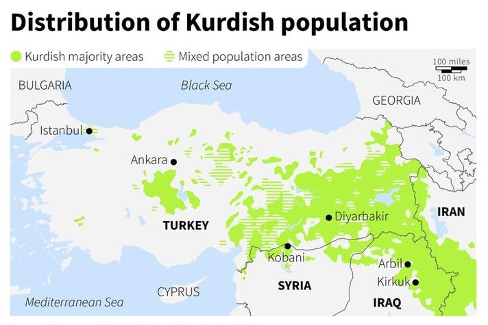 Kurdish map